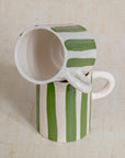 Handmade Striped Coffee Mug - Green
