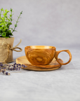 Thuya Wood Coffee Cup and Saucer Set - Wooden Coffee Cup Minimalist Kitchen