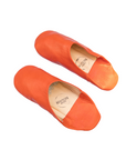 Moroccan Babouche Slippers, Tangerine