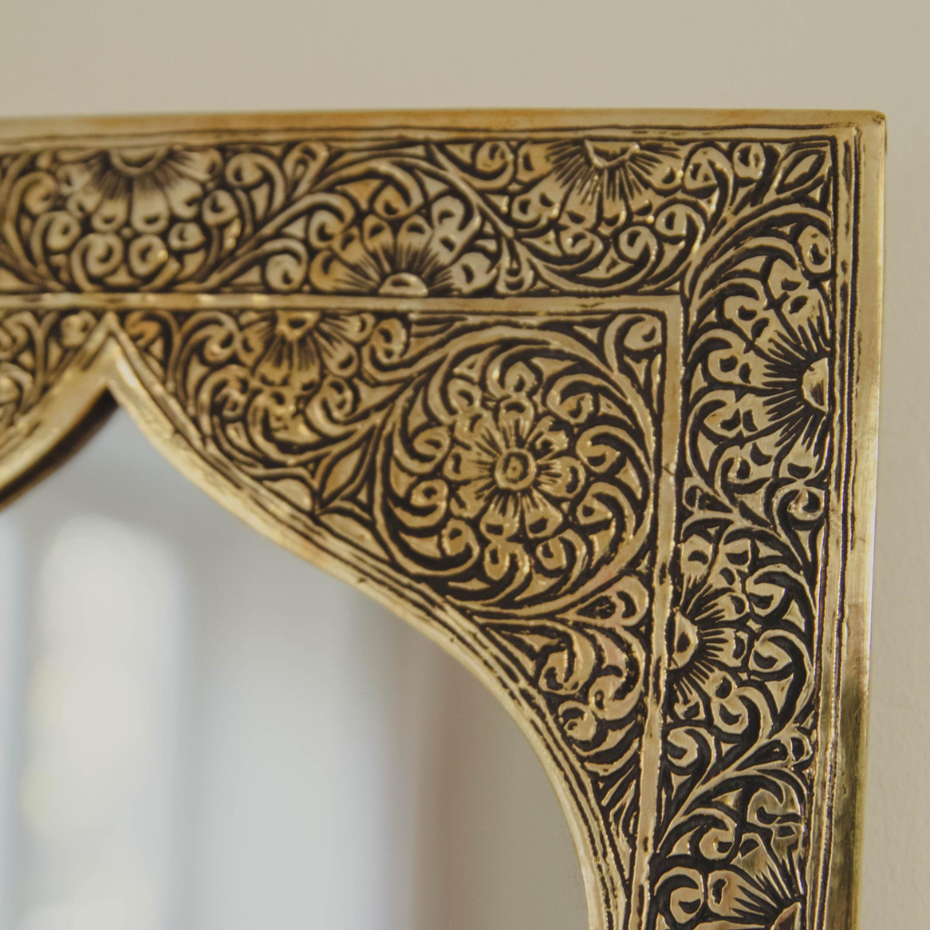 Luxe Moroccan Handcrafted Brass Mirror