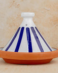 Handmade Moroccan Cooking Tagine - Blue Stripes 