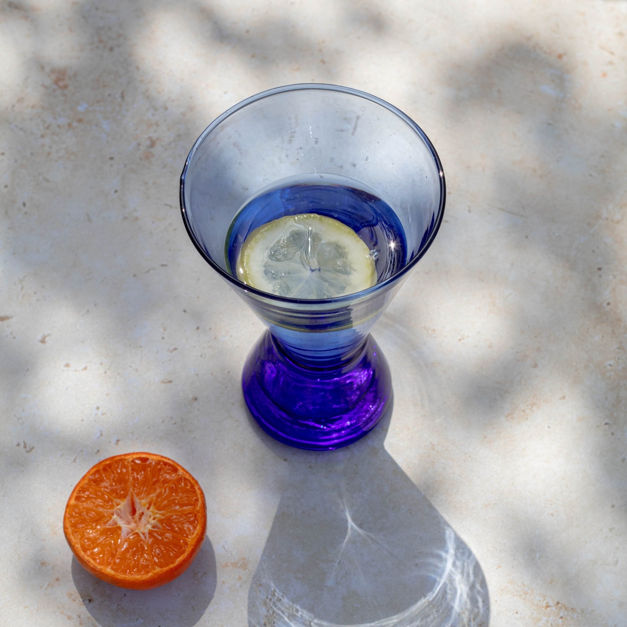 Blue Handblown Beldi Glass | Moroccan Mouth-Blown
