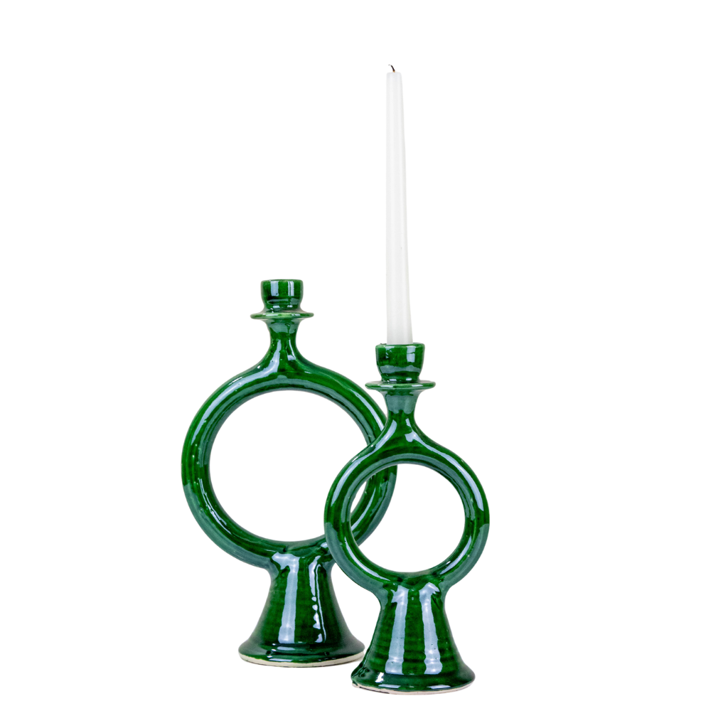 Tamegroute Shaded Green Candlestick Holder