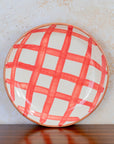 Handmade Checkered Ceramic Bowl - Red