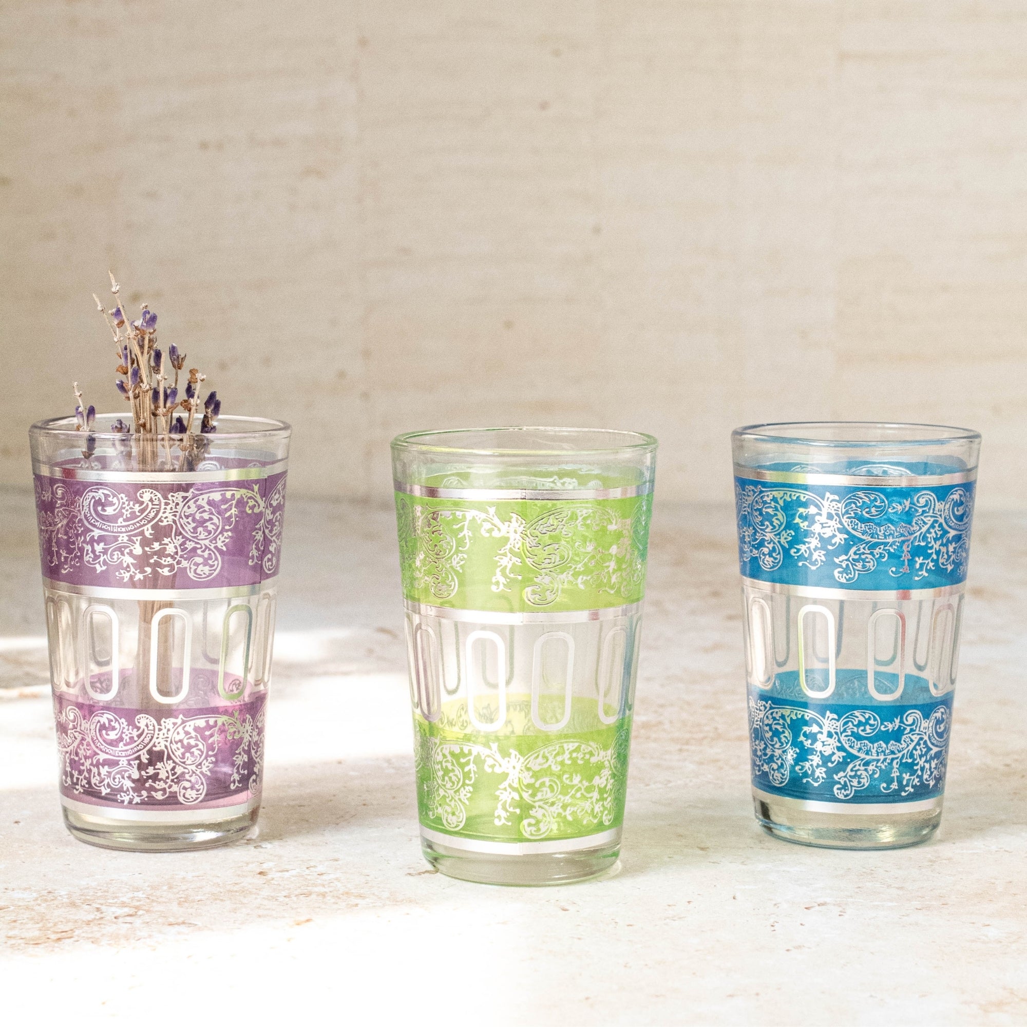 Moroccan Tea Glasses – Painted Band Set of 6
