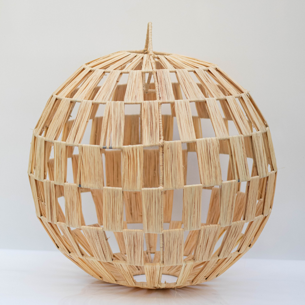 Moroccan Raffia Ball Suspension Light Lampshade