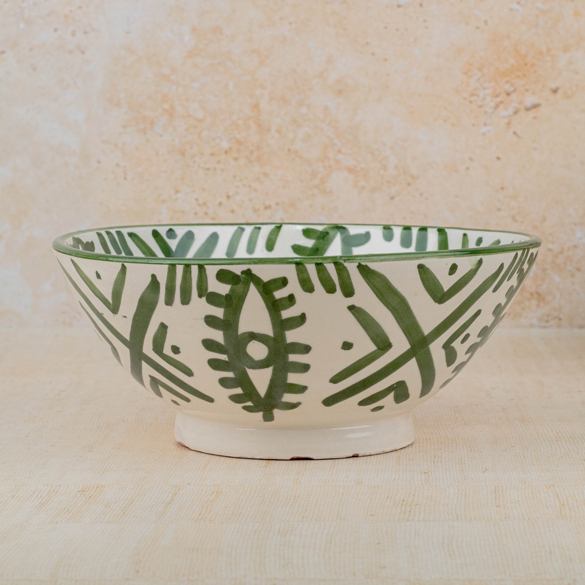 Handmade Moroccan Berber Eye Pedestal Bowl - Green