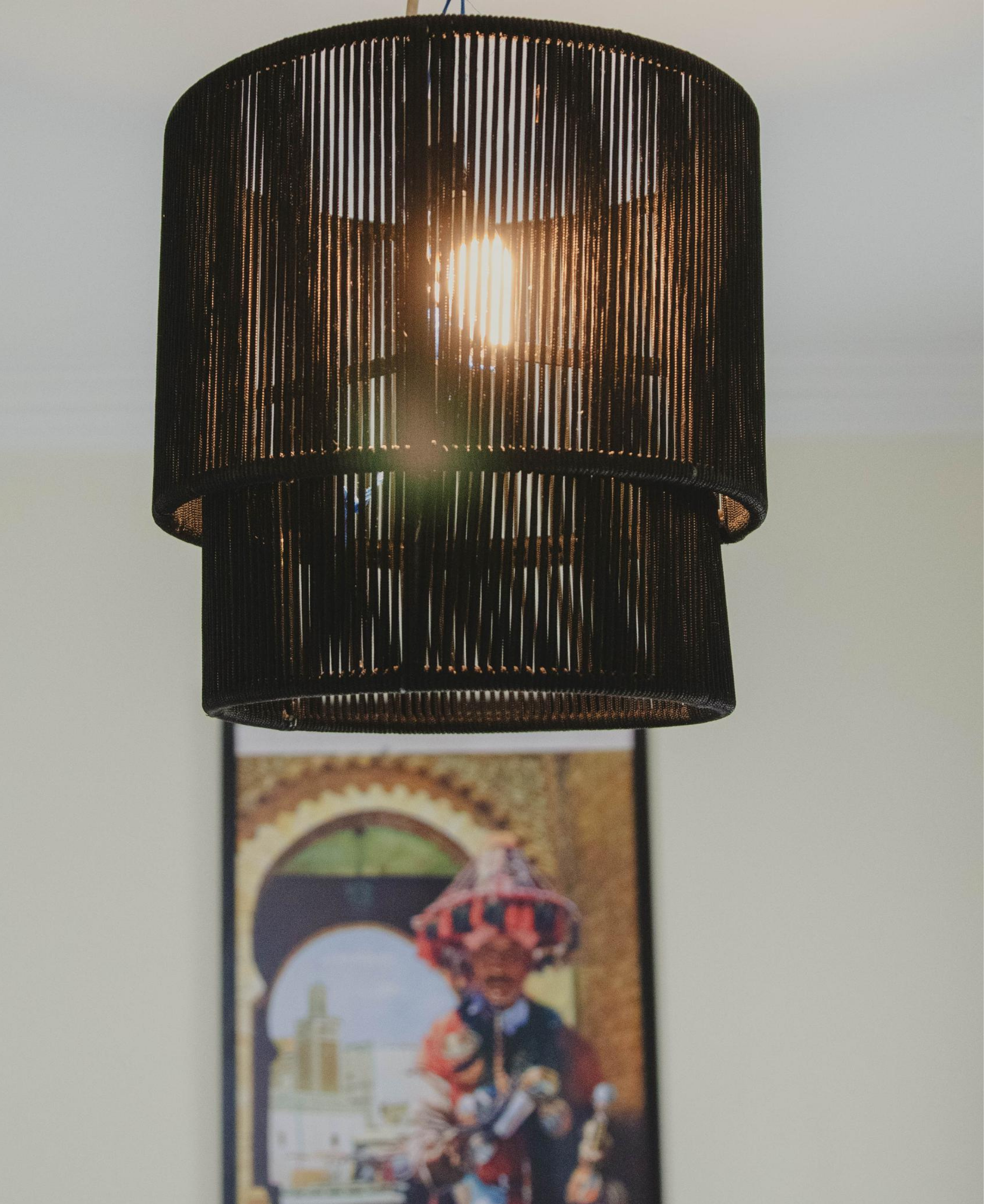 Moroccan Handmade Ceiling Lights for Bohemian Style and Ambient Charm: Metal Frame, Parachute Rope Paracord, Unique for Living Room