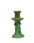 Handmade Vintage Tamegroute Shaded Green Candlestick Holder