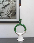 Tamegroute Shaded Green White Ceramic Candlestick Holder