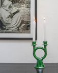 Tamegroute Shaded Green Ceramic Candlestick Holder