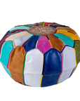 Moroccan Leather Pouffe Colourful