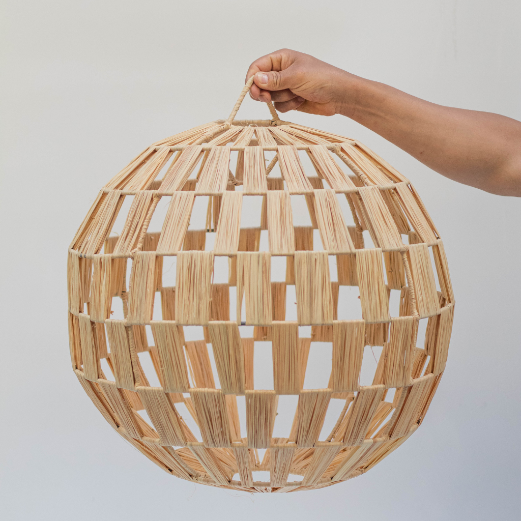 Moroccan Raffia Ball Suspension Light Lampshade