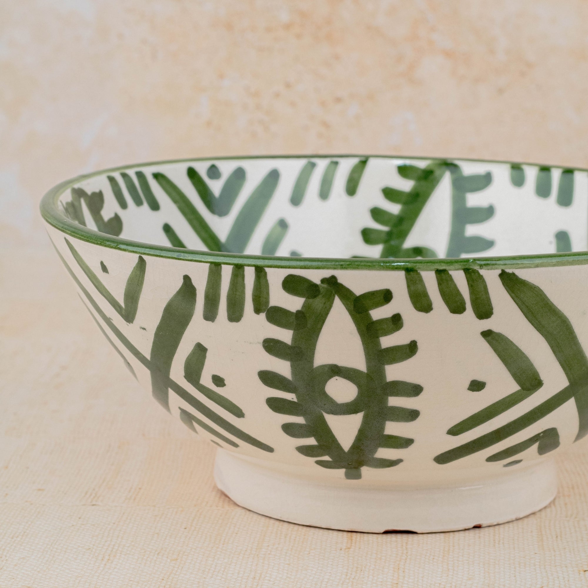 Berber Eye Pedestal Bowl | Handmade Moroccan Green
