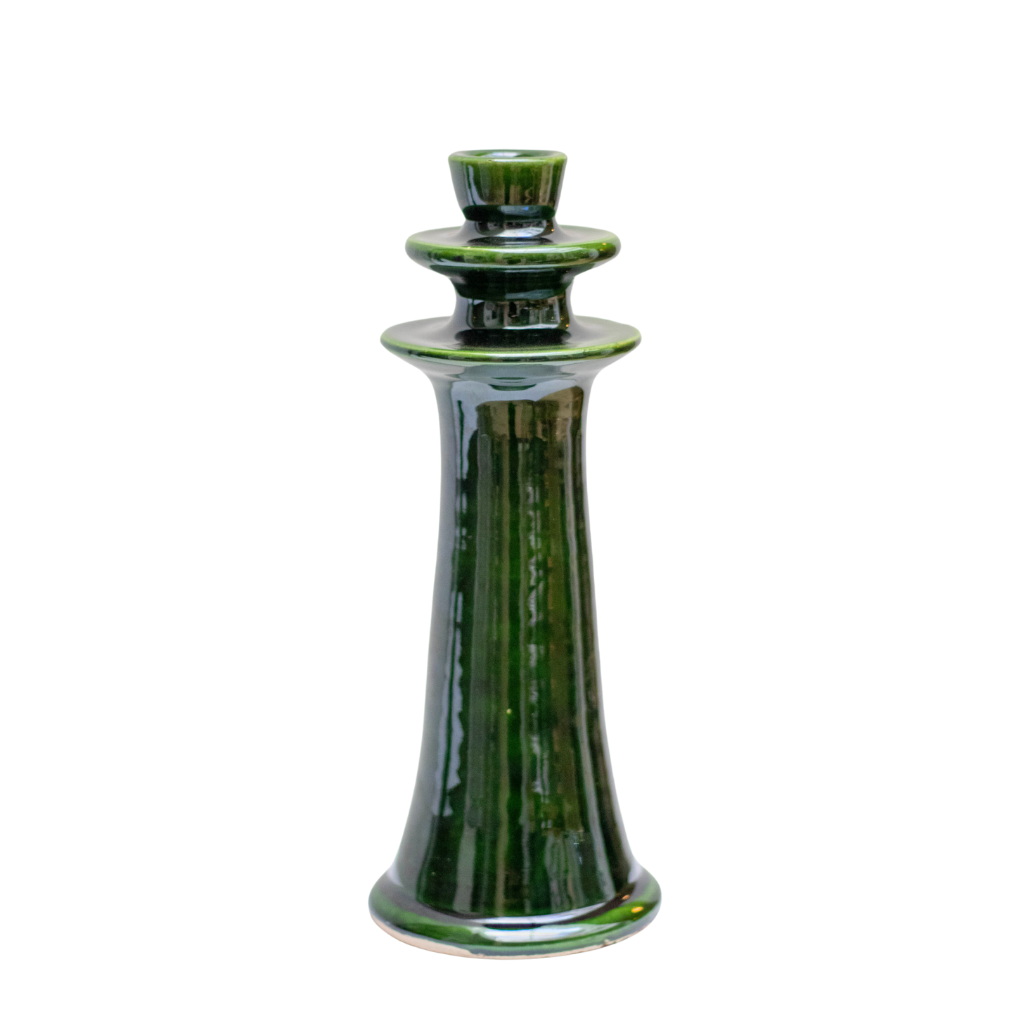 Handmade Tamegroute Shaded Green Candlestick Holder