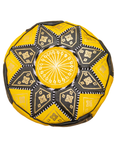 Moroccan Leather Floor Pouffe/Ottoman: Yellow & Gold