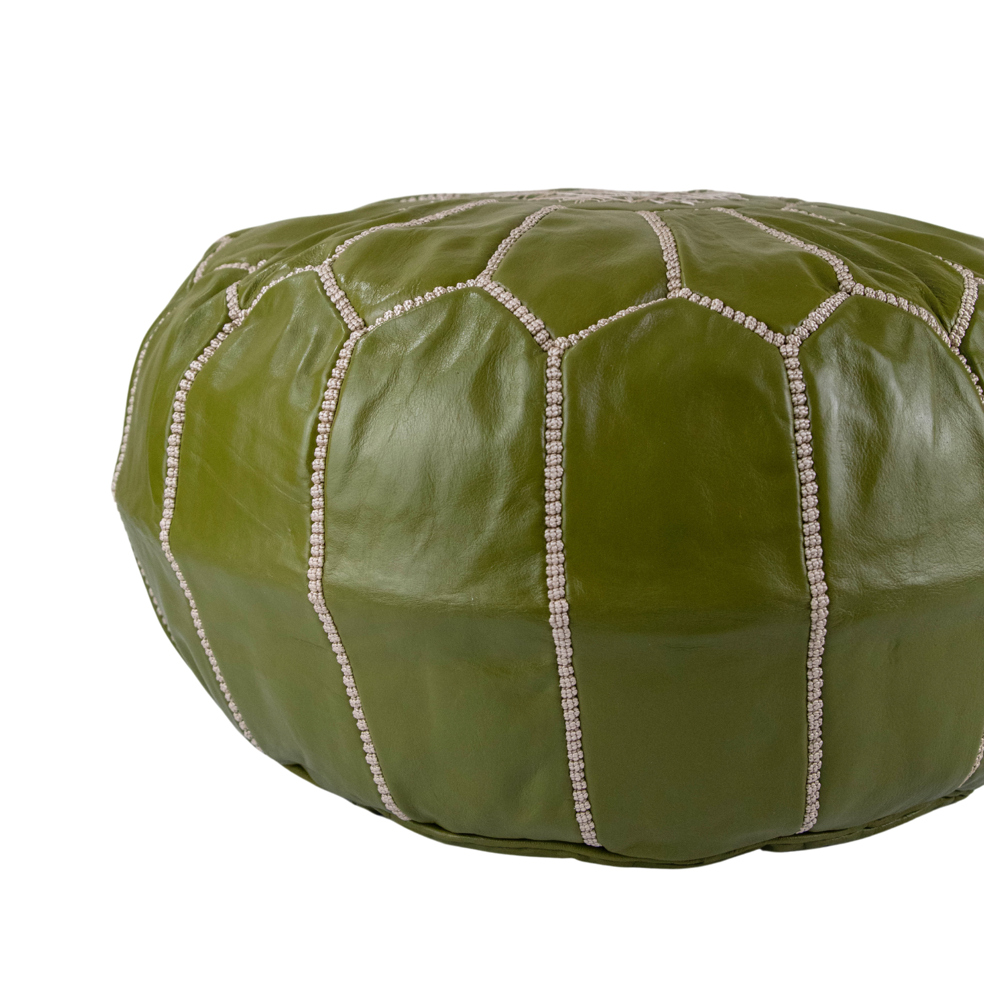 Moroccan Leather Pouffe Pistachio