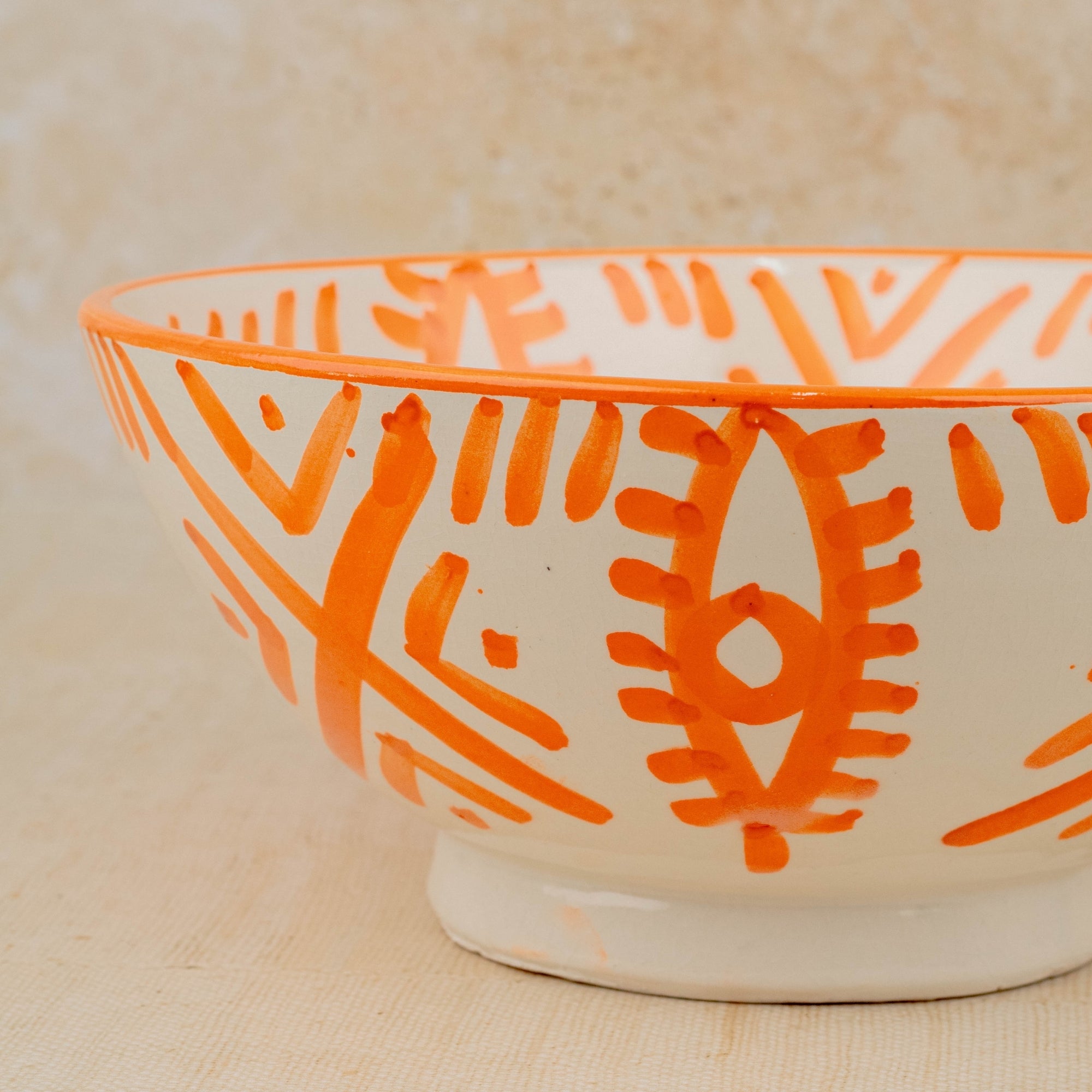 Handmade Moroccan Berber Eye Pedestal Bowl - Orange