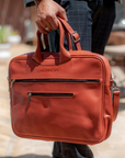 Handmade Full Grain Leather Laptop Bag in Tan