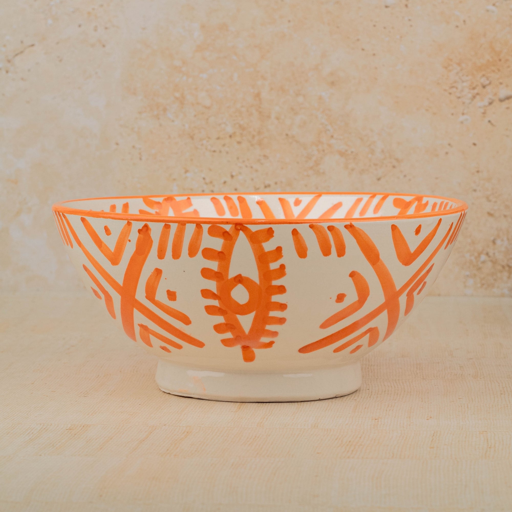 Handmade Moroccan Berber Eye Pedestal Bowl - Orange