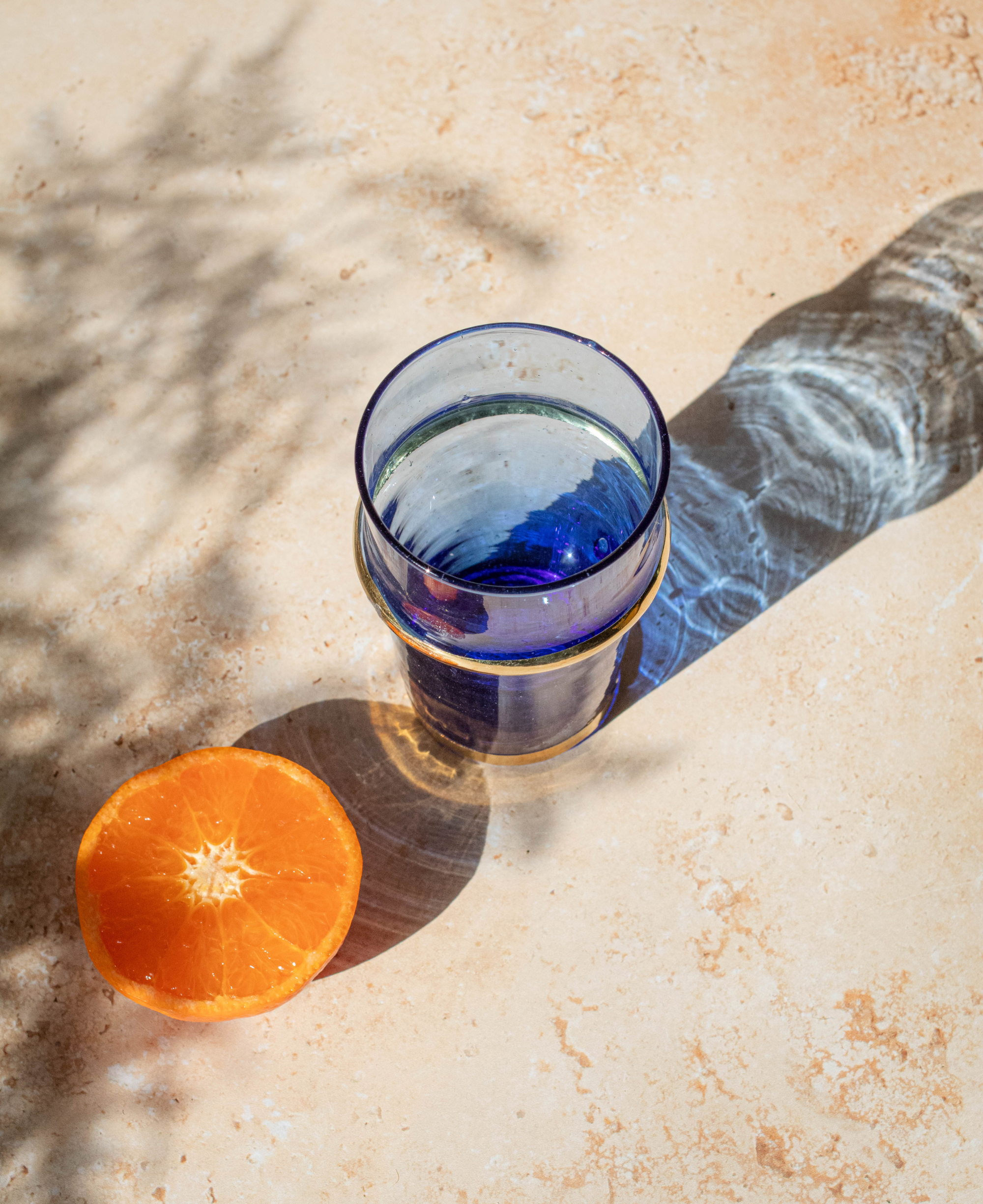 Recycled Moroccan Beldi Blue Tea Glasses Set