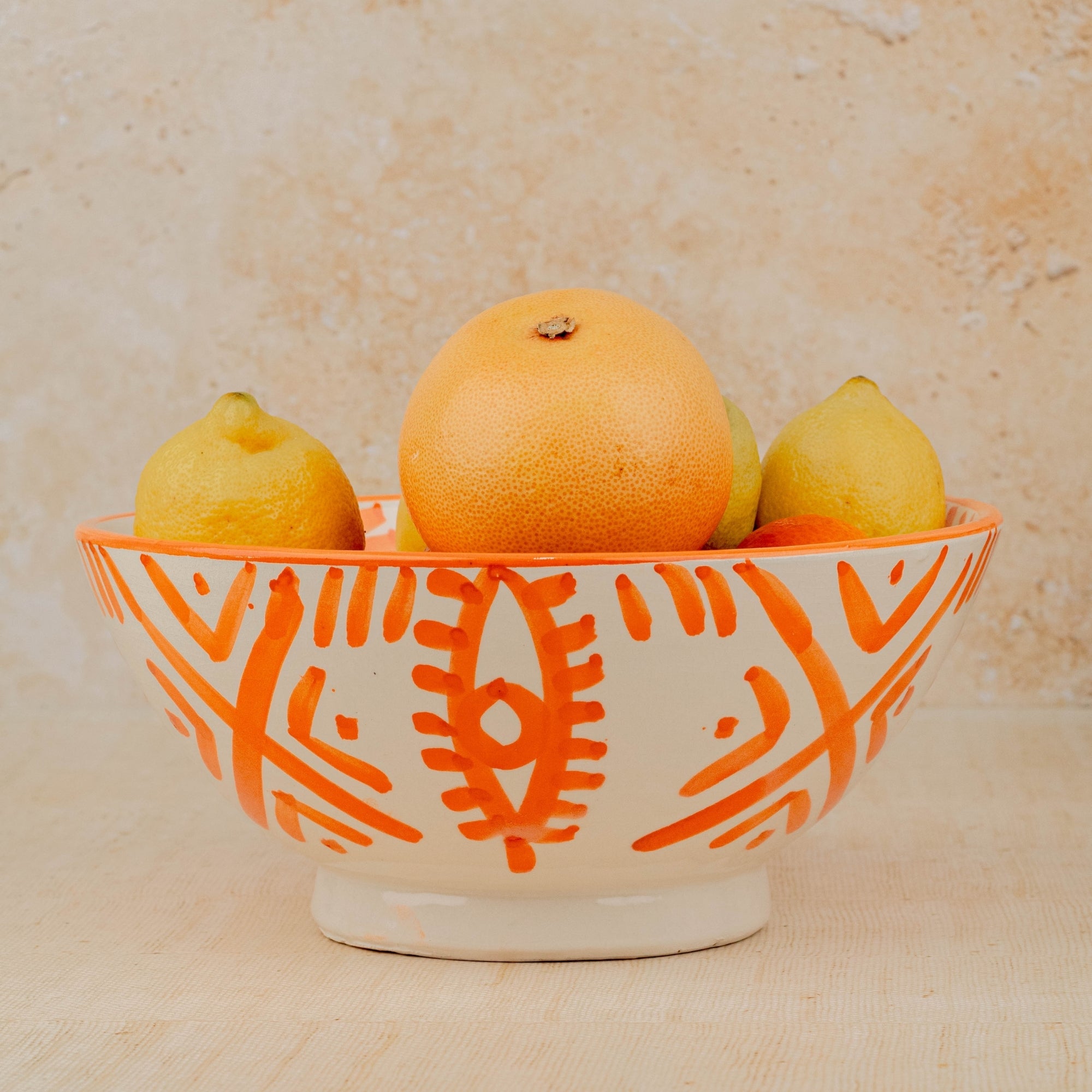 Handmade Moroccan Berber Eye Pedestal Bowl - Orange