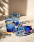 Recycled Moroccan Beldi Blue Tea Glasses Set