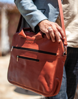 Handmade Full Grain Leather Laptop Bag in Tan