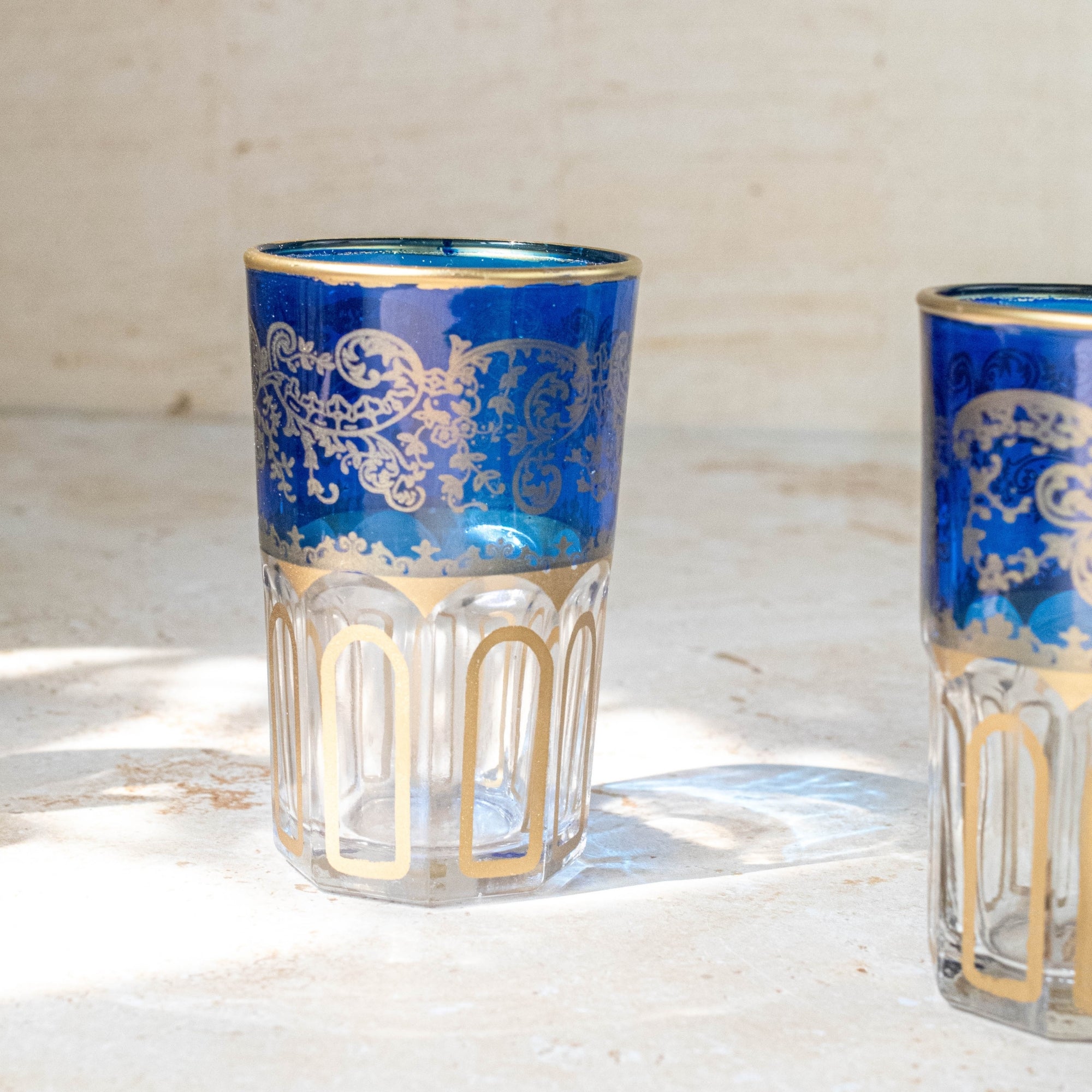 Moroccan Tea Glasses – Royal Blue & Gold Set of 6