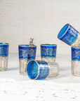 Moroccan Tea Glasses – Royal Blue & Gold Set of 6