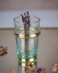 Set of 6 Hand-Blown Beldi Moroccan Tea Glasses with Gold Accents