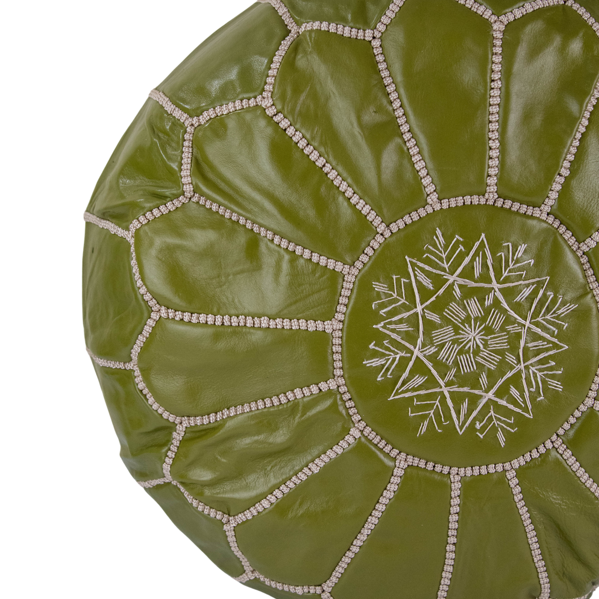 Moroccan Leather Pouffe Pistachio