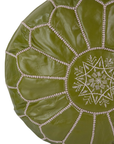 Moroccan Leather Pouffe Pistachio