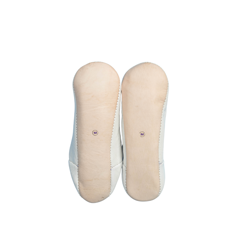 Moroccan Babouche Slippers, White