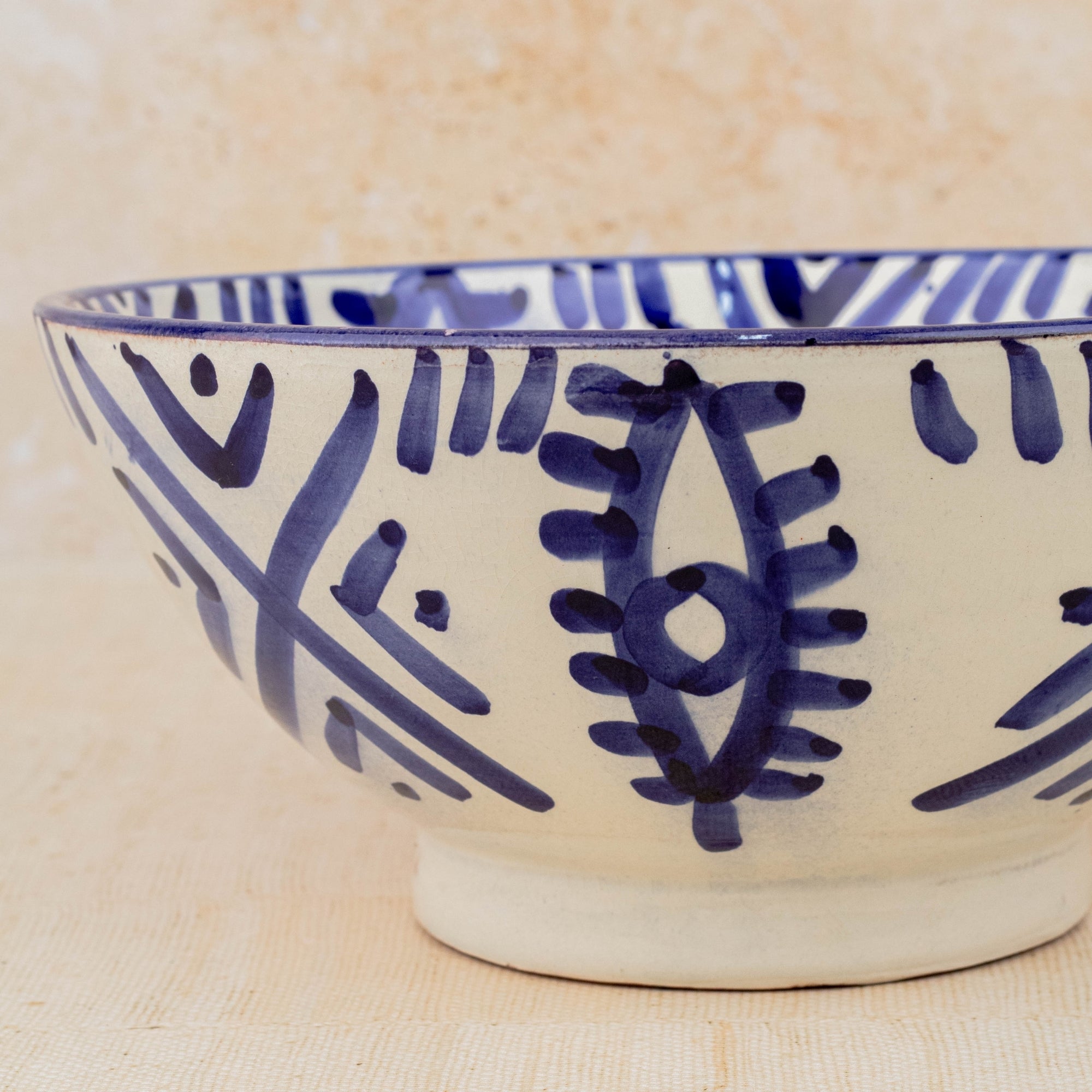 Handmade Moroccan Berber Eye Pedestal Bowl - Blue
