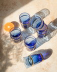 Recycled Moroccan Beldi Blue Tea Glasses Set