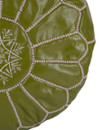 Moroccan Leather Pouffe Pistachio