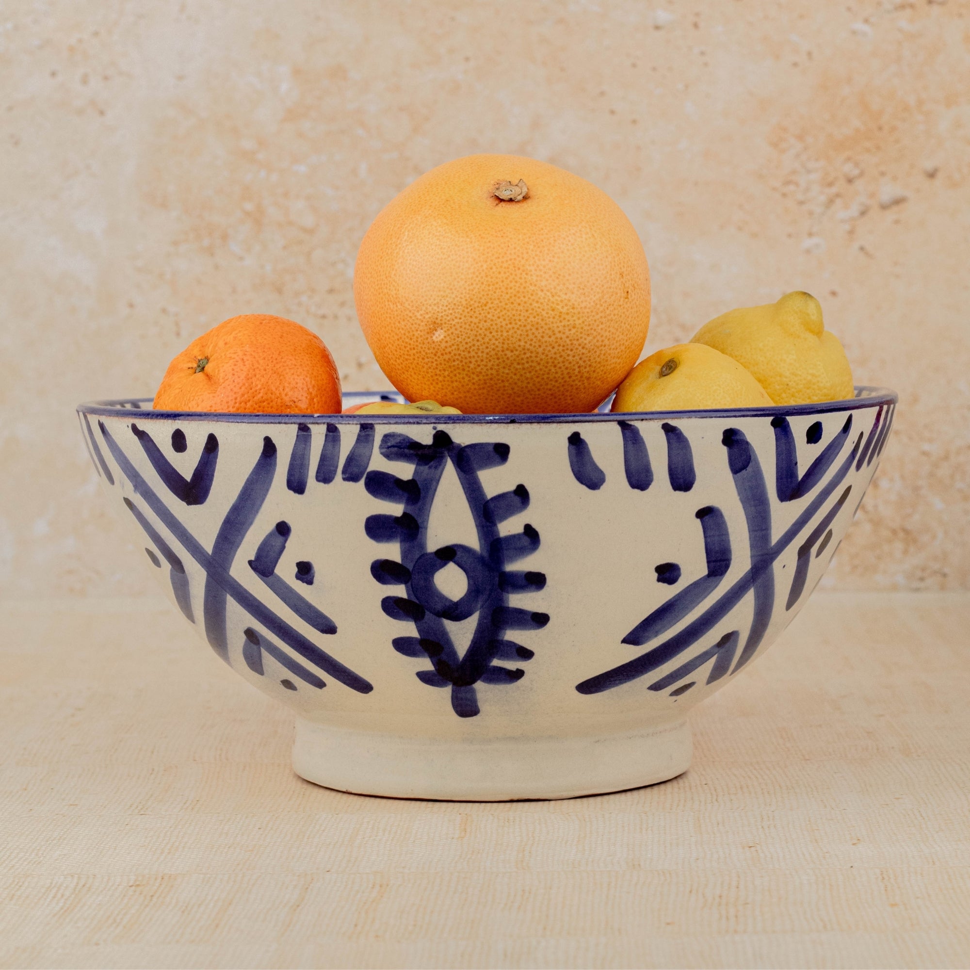 Handmade Moroccan Berber Eye Pedestal Bowl - Blue