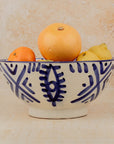 Handmade Moroccan Berber Eye Pedestal Bowl - Blue