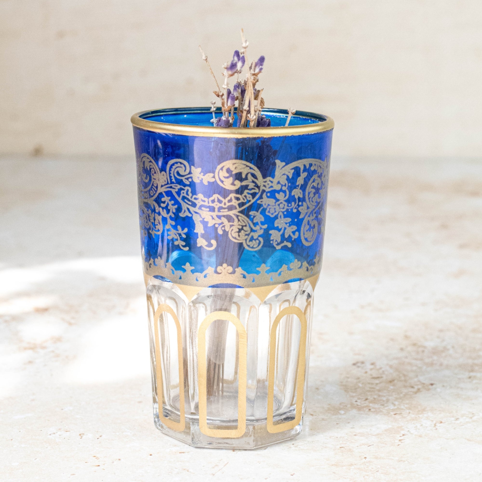 Moroccan Tea Glasses – Royal Blue & Gold Set of 6