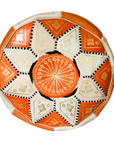 Moroccan Leather Floor Pouffe/Ottoman: Orange & Gold