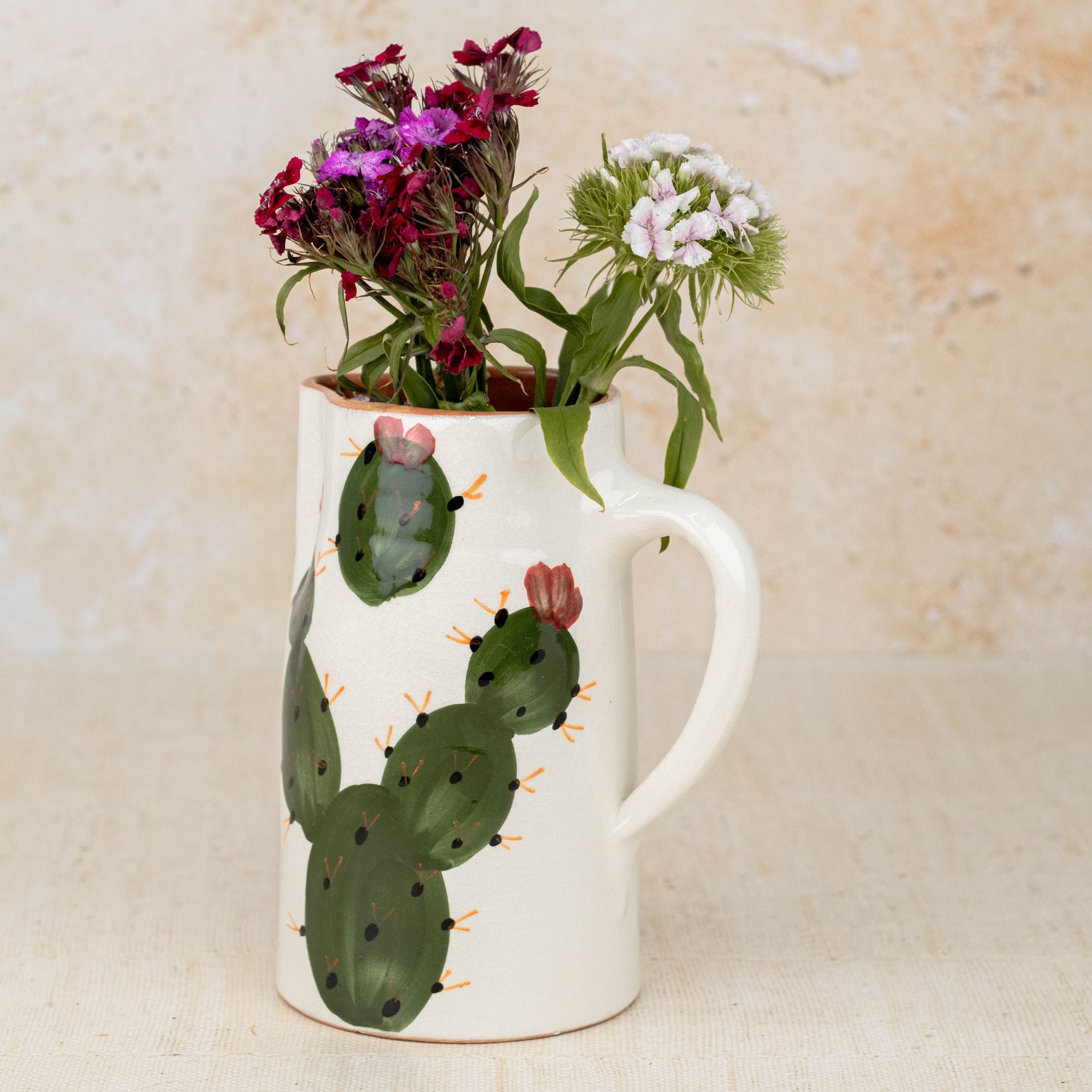 Moroccan Handmade Cactus Ceramic Pitcher