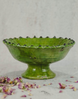 Moroccan Handmade Tamegroute Green Glazed Pedestal Fruit Bowl – Handcraft Ceramic Serving Dish