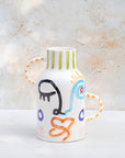 Handmade Moroccan Visage Vase - Green Stripe