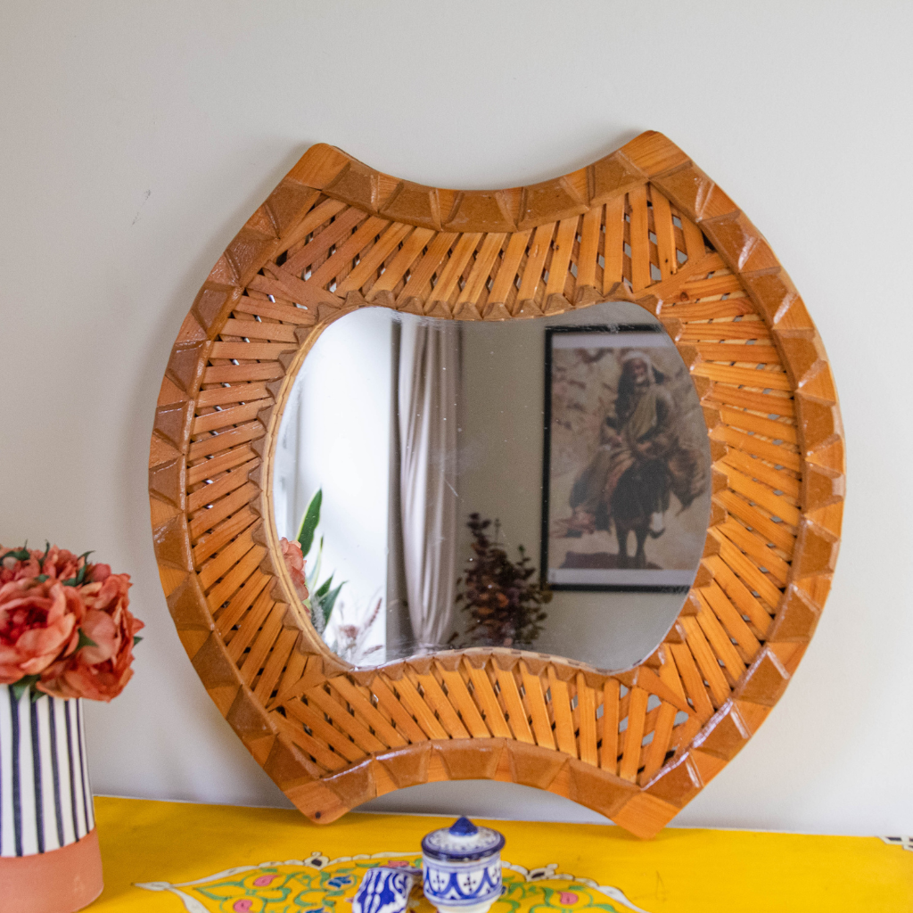 Wooden Moroccan Mirror Hand-Carved Wall Art Mirror