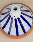 Handmade Moroccan Cooking Tagine - Blue Stripes 