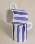 Handmade Striped Coffee Mug - Blue