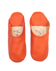 Moroccan Babouche Slippers, Tangerine