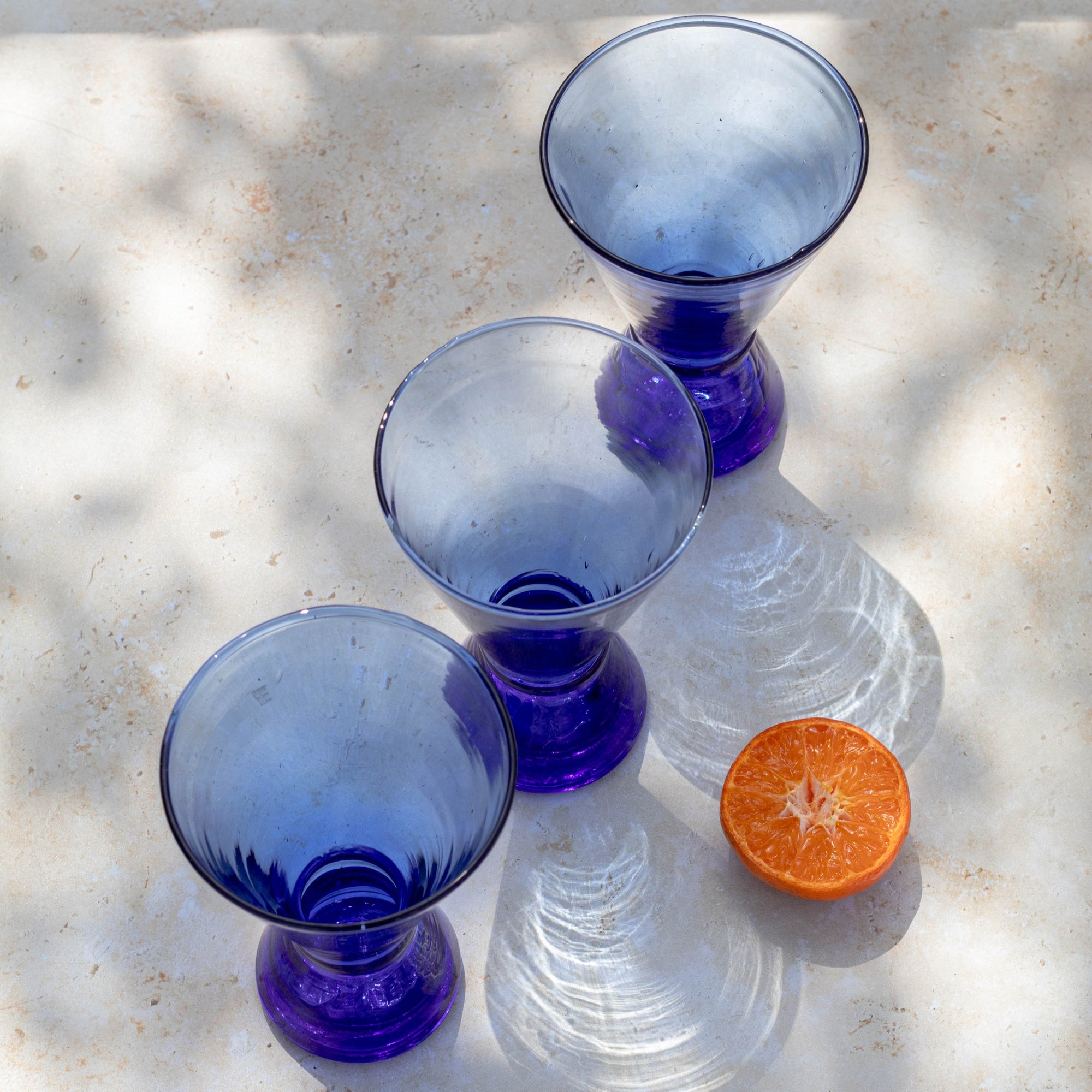 Blue Handblown Beldi Glass | Moroccan Mouth-Blown
