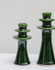 Handmade Tamegroute Shaded Green Candlestick Holder